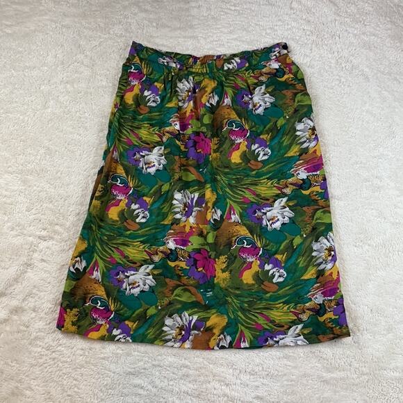 Vintage 70s Requirements  Petites water lily and duck midi skirt, size medium p - Picture 3 of 10